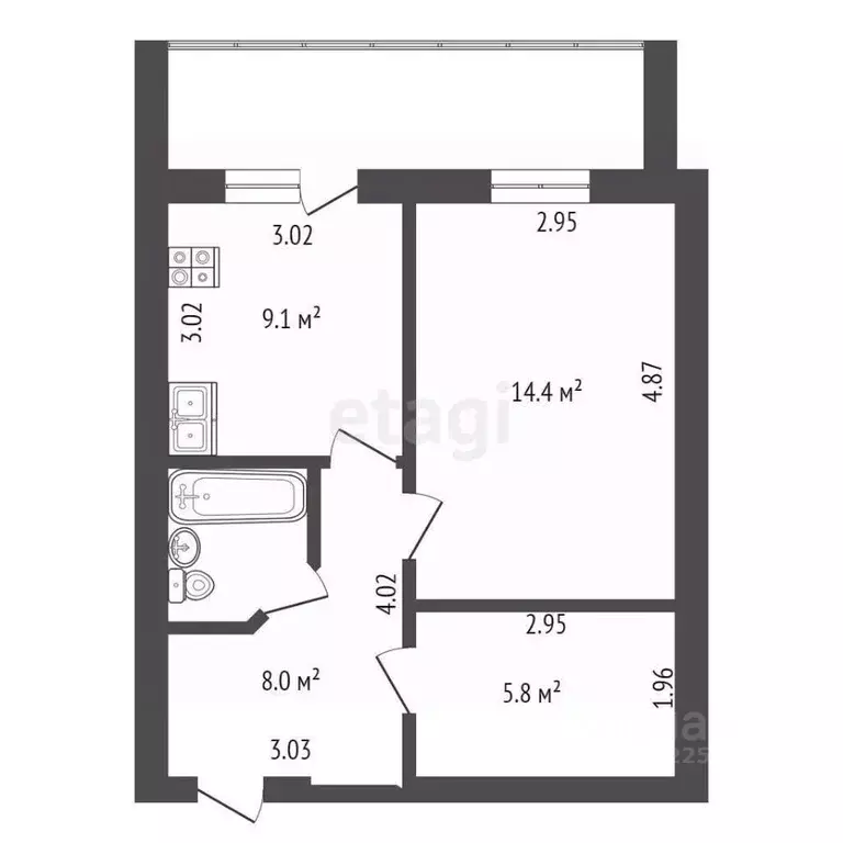 2-к кв. Вологодская область, Вологда Ленинградская ул., 148 (60.0 м) - Фото 2