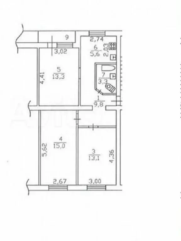 3-комнатная квартира: Кировск, Набережная улица, 1к5 (60.1 м) - Фото 1