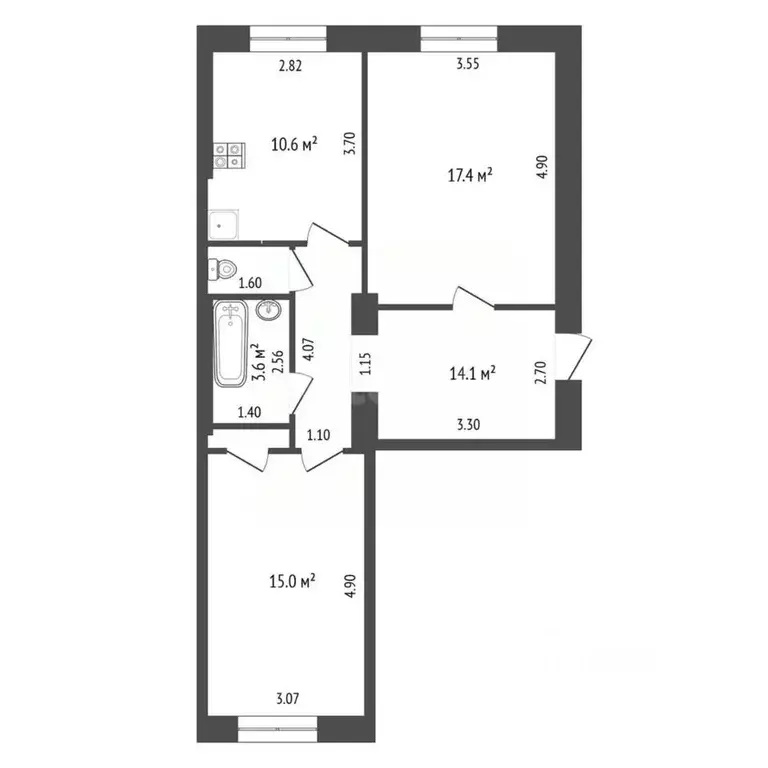 2-к кв. Тамбовская область, Тамбов Советская ул., 38А (62.8 м) - Фото 1