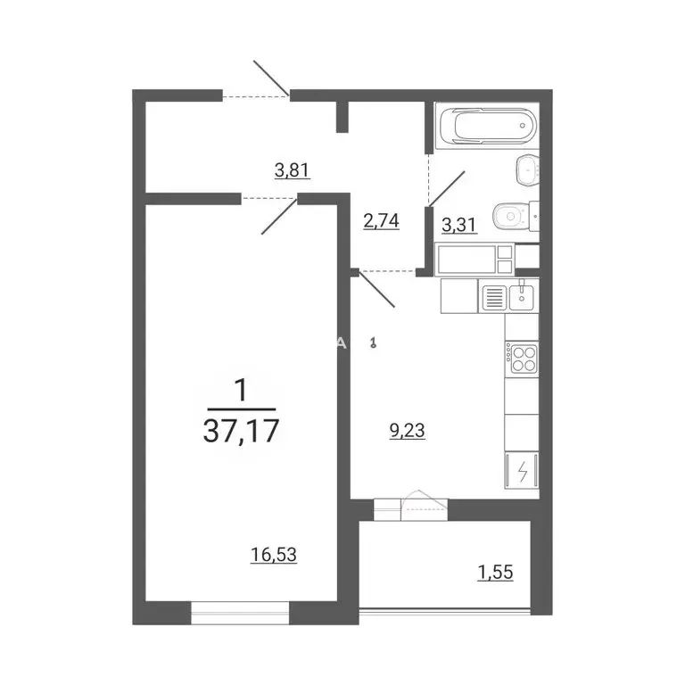 1-комнатная квартира: Магнитогорск, улица 50-летия Магнитки, 31 (37.17 ... - Фото 1