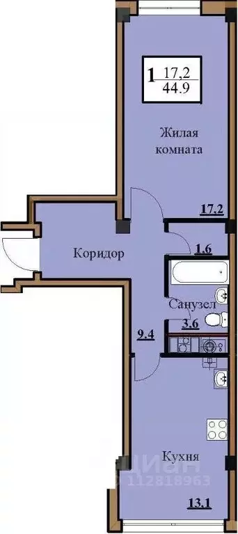 1-к кв. Ставропольский край, Ессентуки Северный мкр,  (44.0 м) - Фото 0