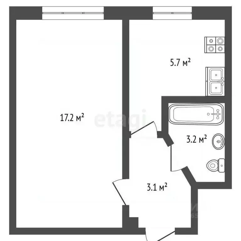 1-к кв. Севастополь ул. Генерала Жидилова, 2 (28.7 м) - Фото 1