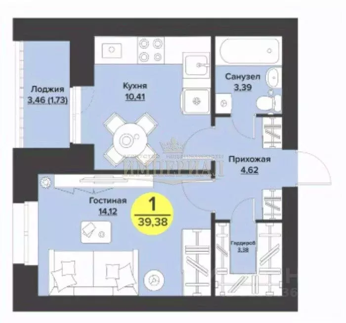 1-к кв. Марий Эл, Йошкар-Ола ул. Мира, 12 (35.8 м) - Фото 1