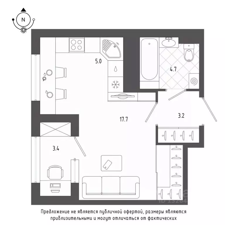 Студия Санкт-Петербург бул. Измайловский, 9 (32.1 м) - Фото 0