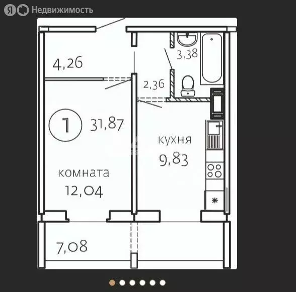 1-комнатная квартира: Челябинск, улица Маршала Чуйкова, 30 (31.87 м) - Фото 0