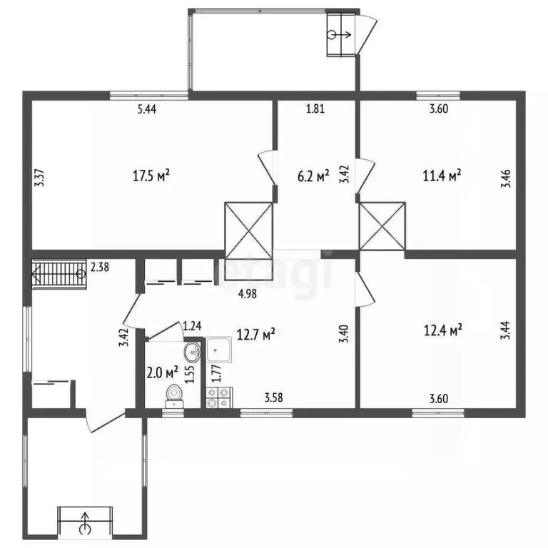 3-к кв. Архангельская область, Красноборский муниципальный округ, д. ... - Фото 1
