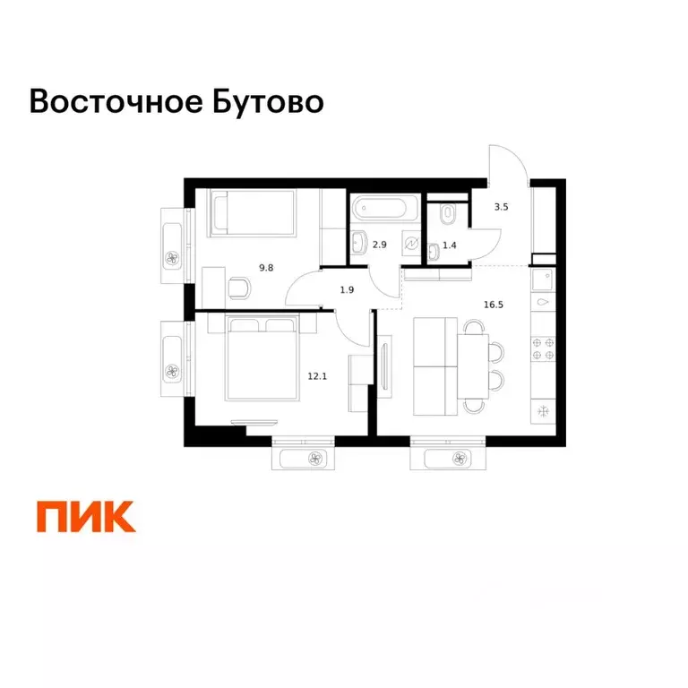 2-к кв. Московская область, Ленинский городской округ, Боброво пгт ... - Фото 1