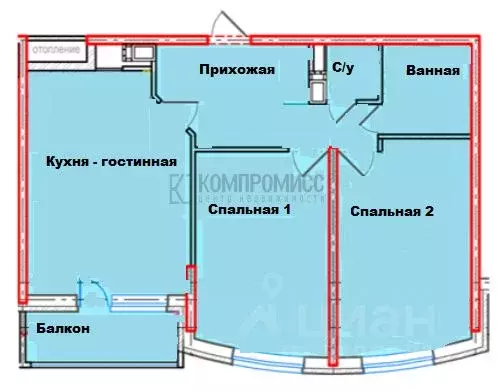 2-к кв. Краснодарский край, Краснодар ул. 2-я Российская (64.6 м) - Фото 1