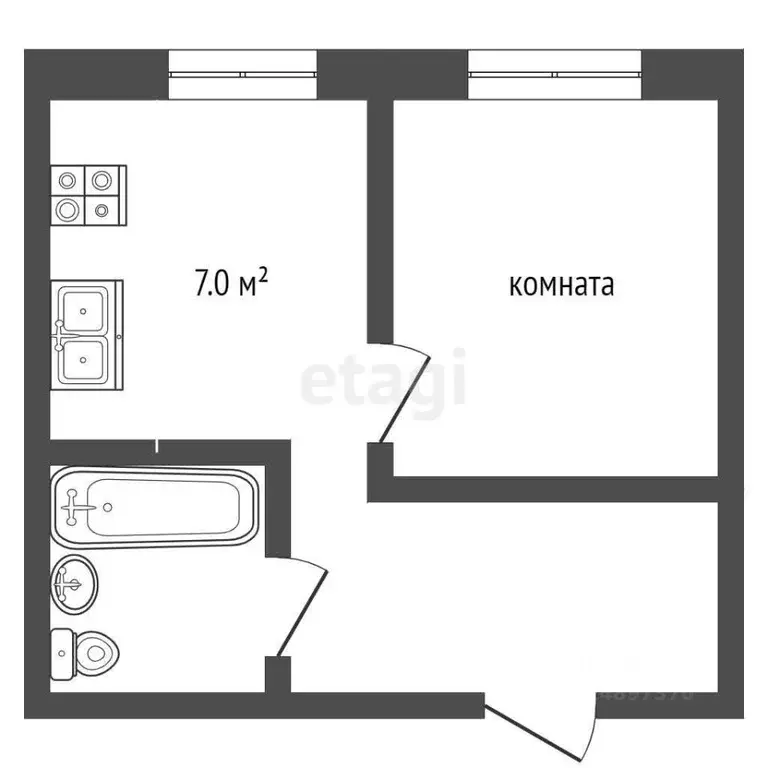 1-к кв. Владимирская область, Гусь-Хрустальный Минская ул., 19 (24.2 ... - Фото 1