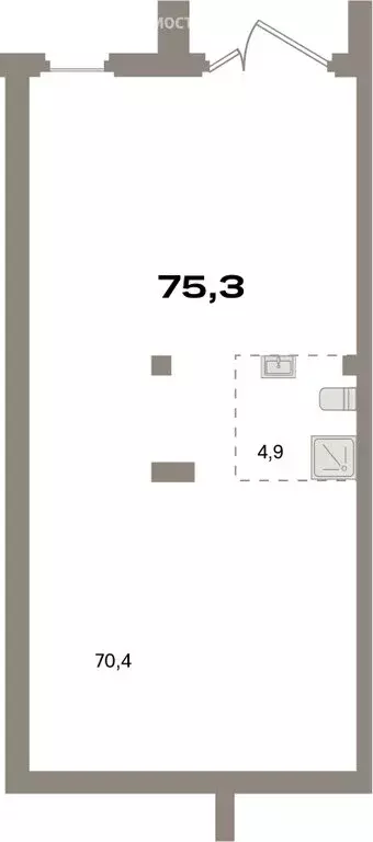 Помещение свободного назначения (75.3 м) - Фото 1