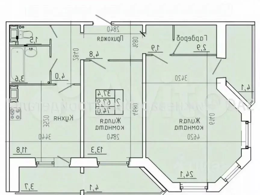 2-к кв. Ханты-Мансийский АО, Нижневартовск ул. Ленина, 39 (67.9 м) - Фото 1