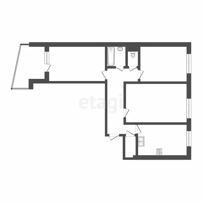 3-комнатная квартира: Тула, Литейная улица, 32 (64 м) - Фото 0