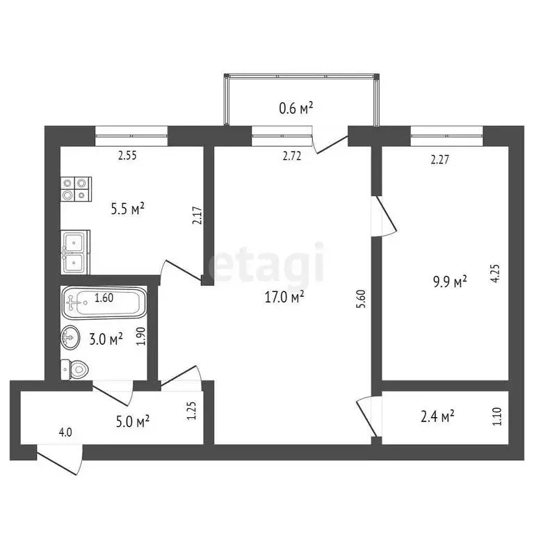 2-комнатная квартира: Саранск, Пролетарская улица, 40 (43.1 м) - Фото 1