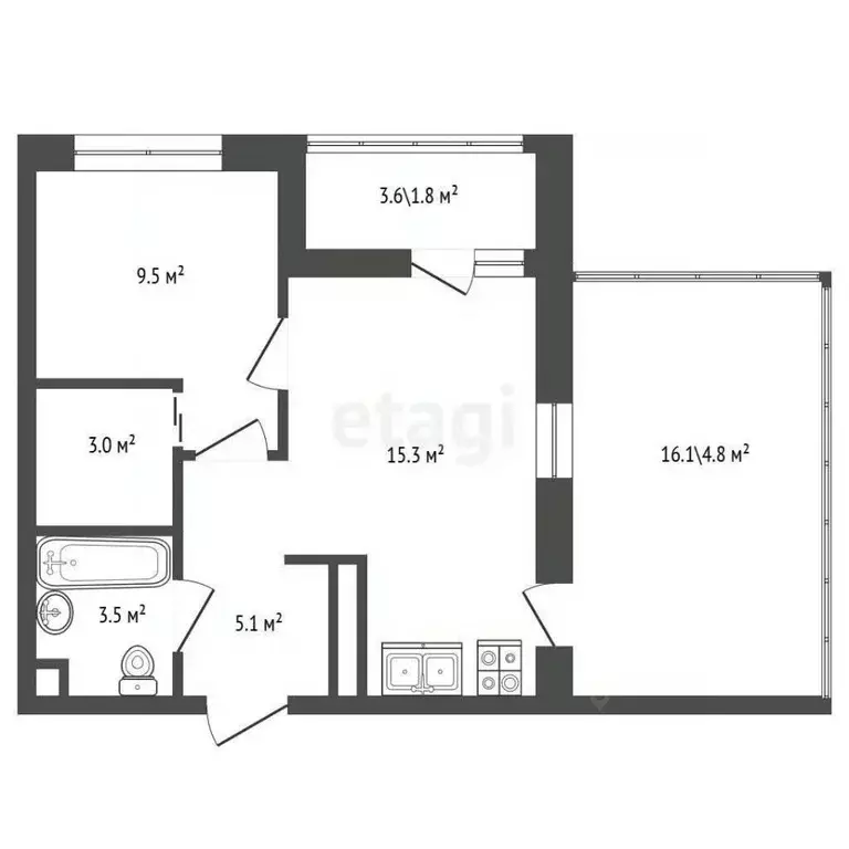 1-к кв. Санкт-Петербург Белоостровская ул., 7 (36.8 м) - Фото 1
