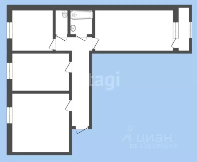 3-к кв. Кемеровская область, Новокузнецк ул. Звездова, 22 (66.5 м) - Фото 2