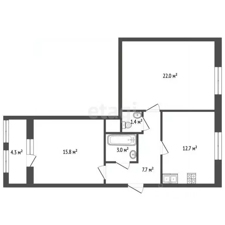 4-к кв. Московская область, Ленинский городской округ, пос. Развилка ... - Фото 2