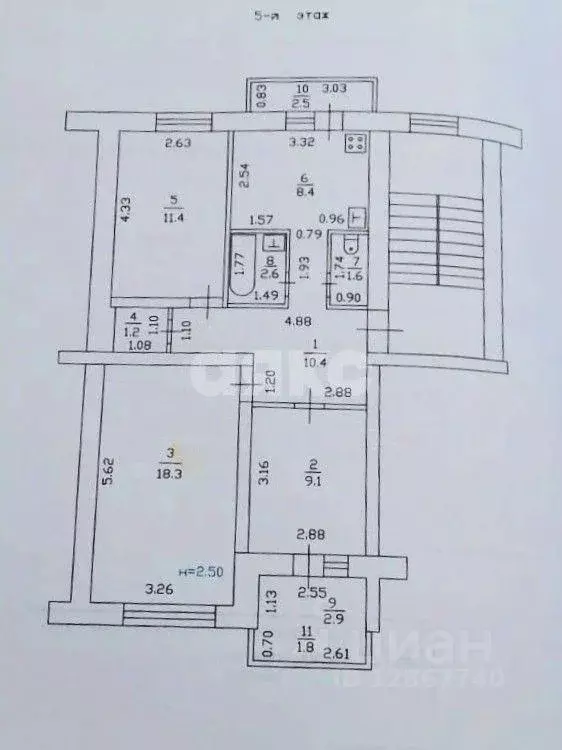 Квартира, 3 комнаты, 63 м - Фото 0