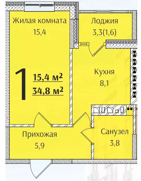 1-к кв. Ростовская область, Батайск  (34.8 м) - Фото 0