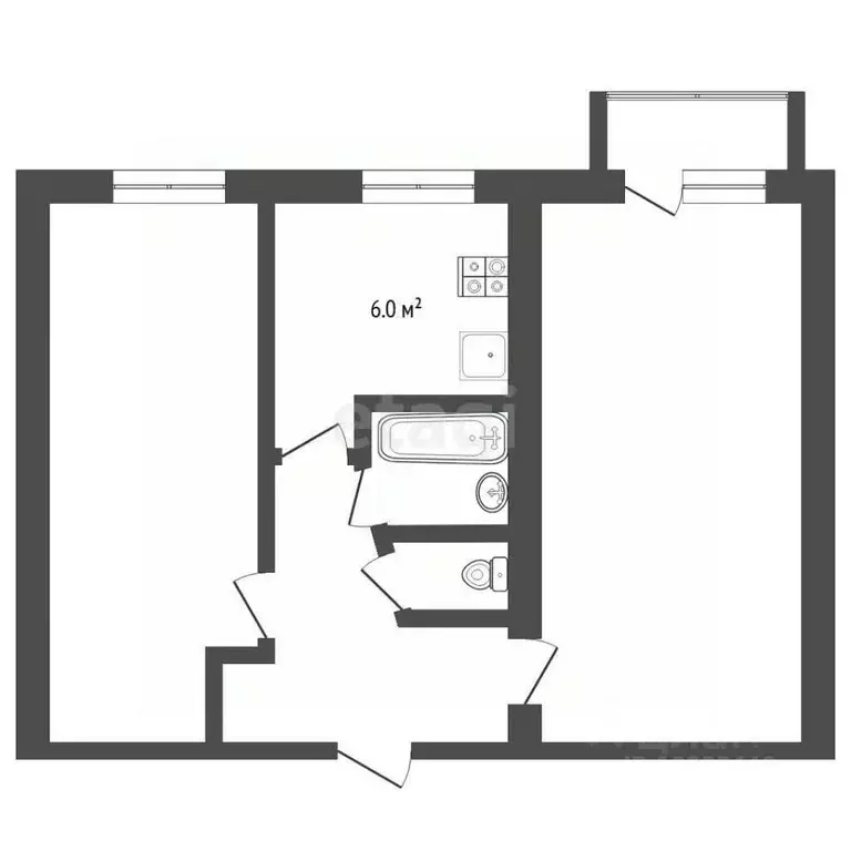 2-к кв. Тюменская область, Тюмень ул. Парфенова, 17 (44.4 м) - Фото 1