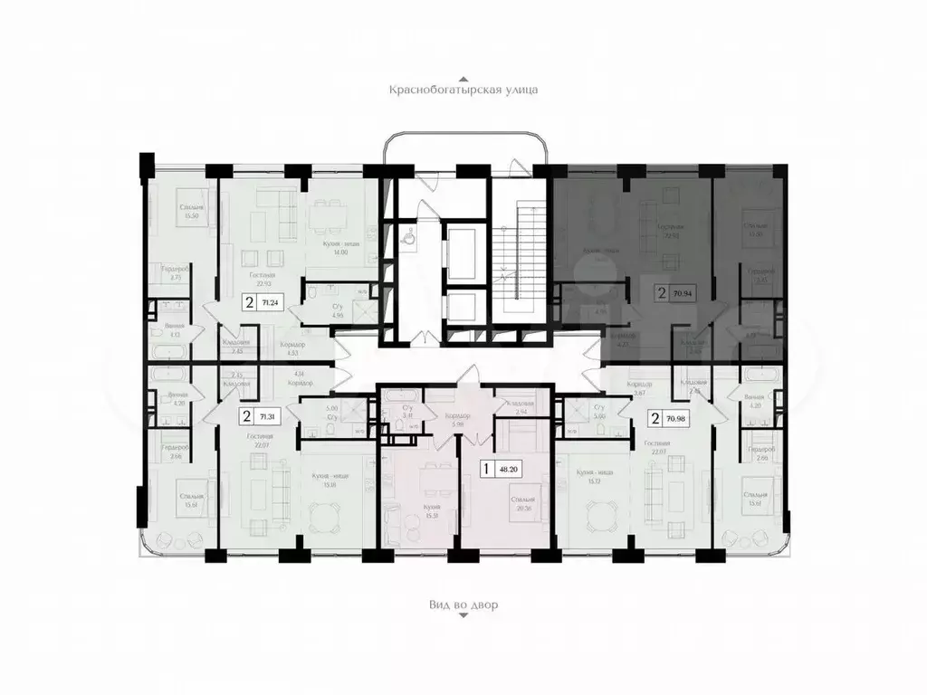 2-к. квартира, 70,9 м, 17/17 эт. - Фото 1