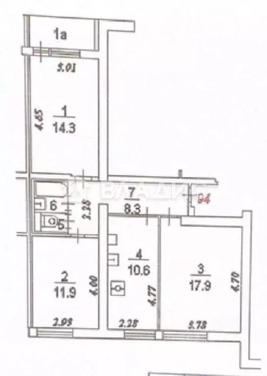 Квартира, 3 комнаты, 67.59 м - Фото 0