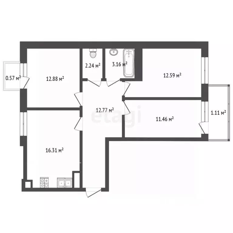3-к кв. Крым, Саки ул. Набережная (72.5 м) - Фото 2