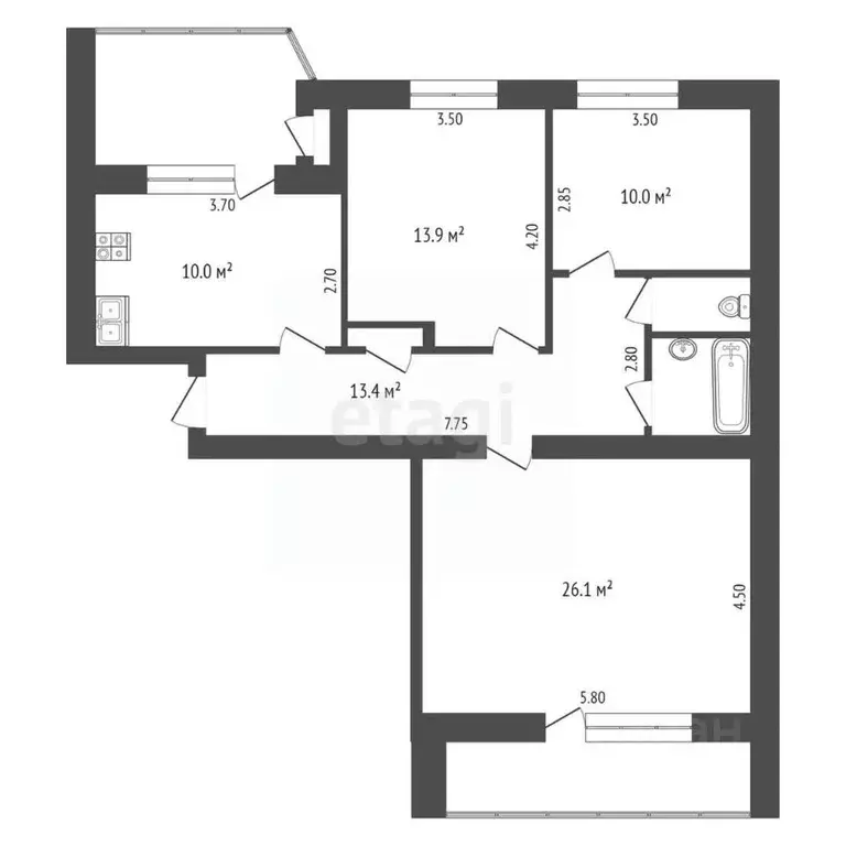 3-к кв. Орловская область, Орел Брестская ул., 12 (121.6 м) - Фото 1