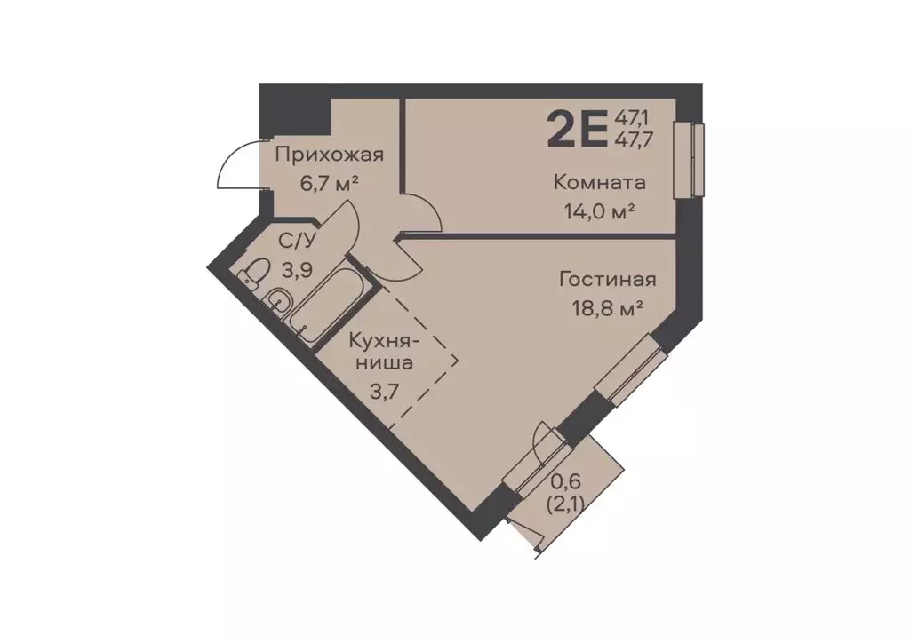 2-к кв. Пермский край, Пермь ул. Вильямса, 5А (47.7 м) - Фото 0