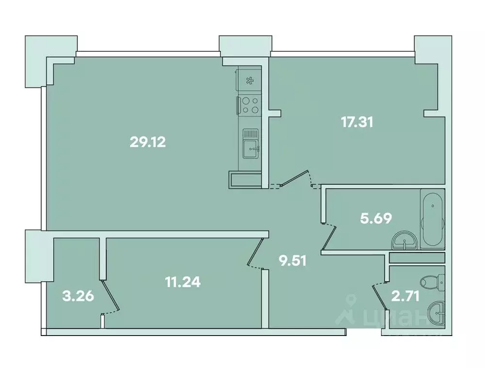 2-к кв. Иркутская область, Иркутск ул. Петрова, 16 (80.96 м) - Фото 0
