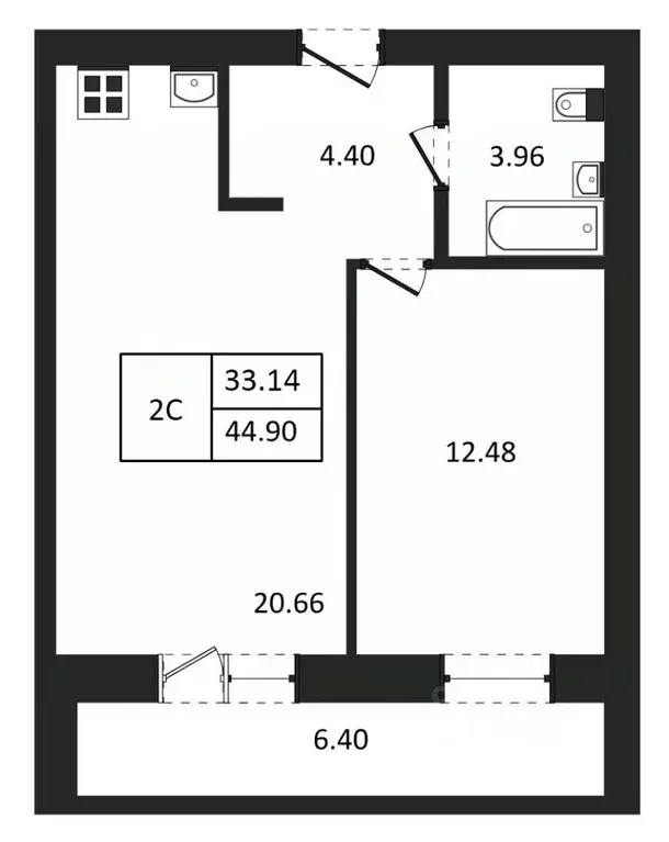 2-к кв. Новосибирская область, Новосибирск ул. Юности, 9 (44.9 м) - Фото 1