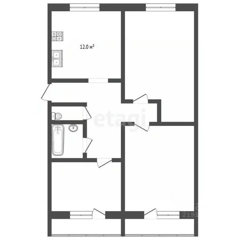 3-к кв. Калининградская область, Калининград Музыкальная ул., 1 (63.5 ... - Фото 2