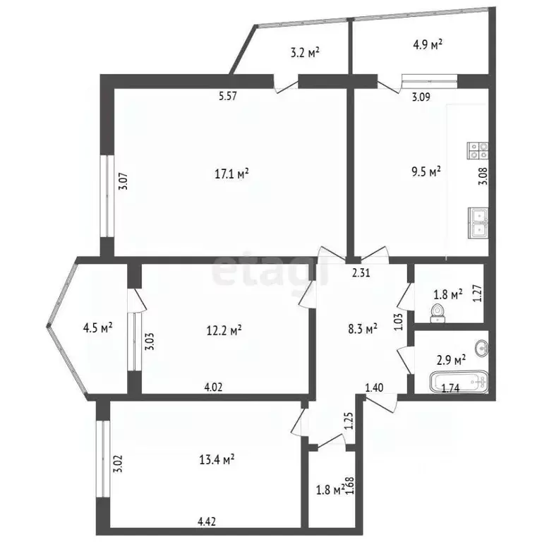 3-к кв. Крым, Ялта ул. Санаторный въезд, 8Бк1 (67.0 м) - Фото 2