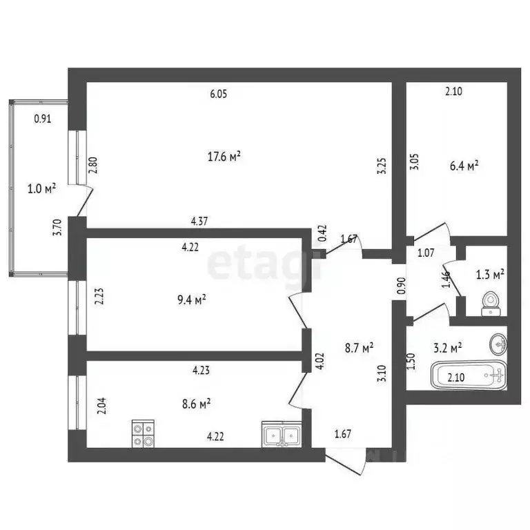 2-к кв. Мордовия, Саранск Ярославская ул., 25 (55.2 м) - Фото 0