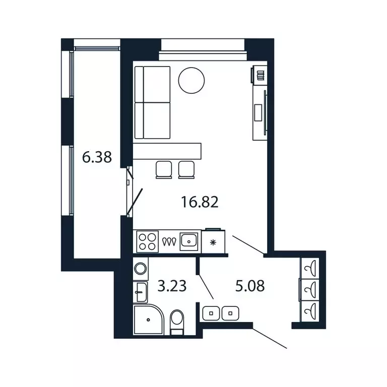 Квартира-студия: город Новоселье, Центральная улица, 30к1 (25 м) - Фото 1