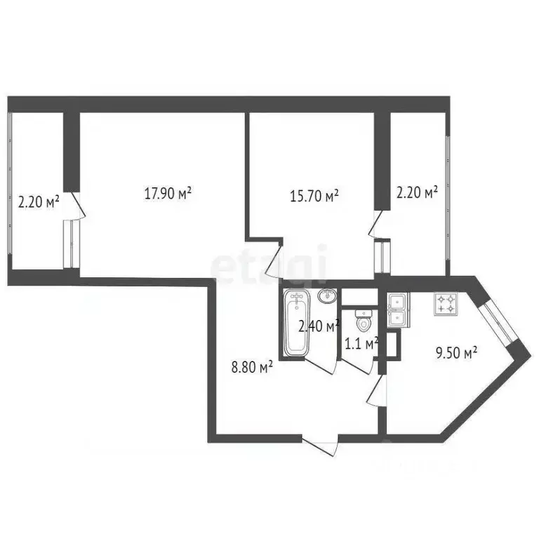 2-к кв. Санкт-Петербург Долгоозерная ул., 37к1 (55.9 м) - Фото 1