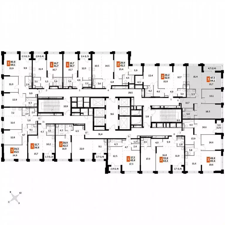 3-к. квартира, 84,1м, 27/43эт. - Фото 1