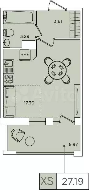 Квартира-студия, 26,9 м, 4/13 эт. - Фото 1