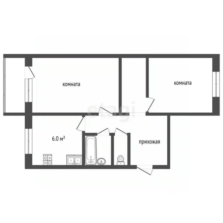 2-к кв. Ярославская область, Тутаев Комсомольская ул., 81 (48.6 м) - Фото 1