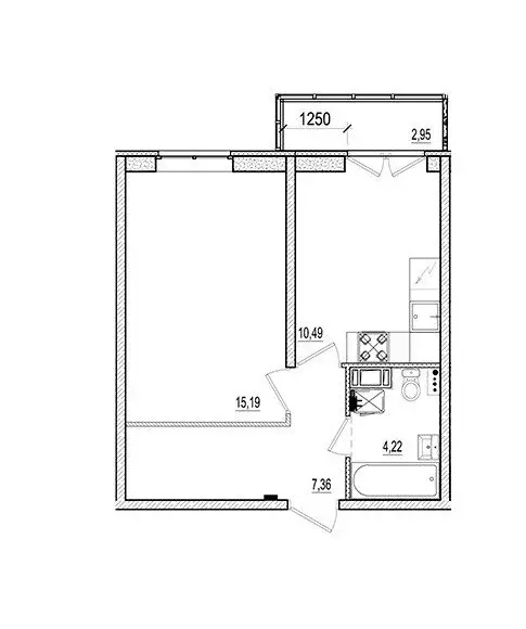 1-комнатная квартира: Коммунар, Ново-Антропшинская улица, 5к2 (38.14 ... - Фото 1