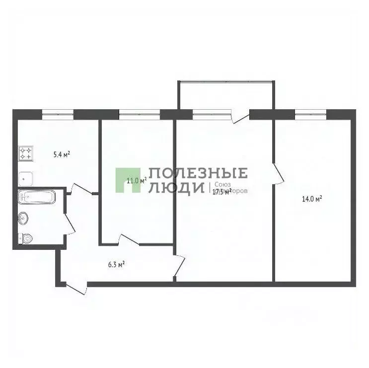 3-к кв. Красноярский край, Красноярск ул. Крупской, 14 (57.1 м) - Фото 2