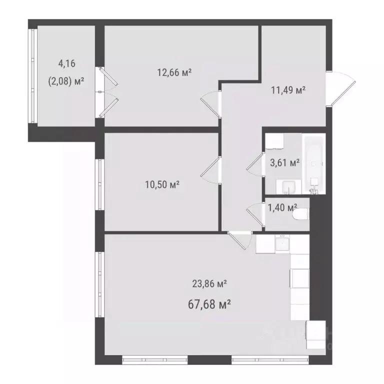 2-к кв. Сахалинская область, Южно-Сахалинск Хомутово п/р,  (65.6 м) - Фото 0