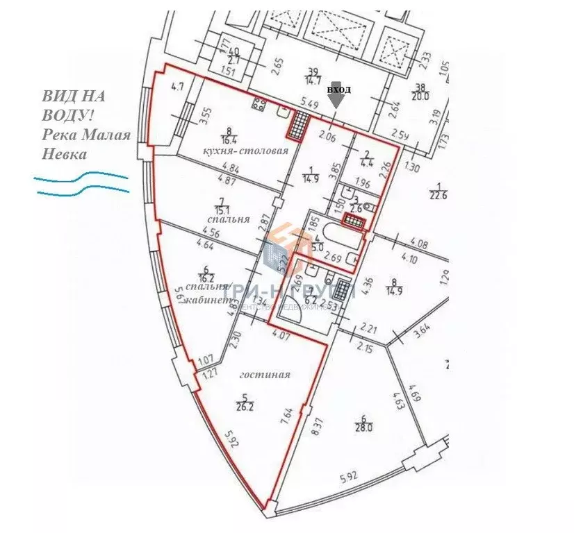 3-к кв. Санкт-Петербург Пионерская ул., 50 (105.5 м) - Фото 2