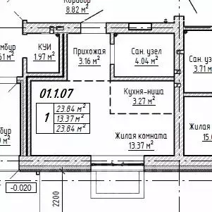 Студия Новосибирская область, Кольцово рп, Микрорайон хут. 9 (25.23 м) - Фото 0