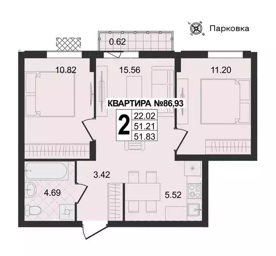 2-комнатная квартира: Муром, микрорайон Новая Слобода (51.83 м) - Фото 0