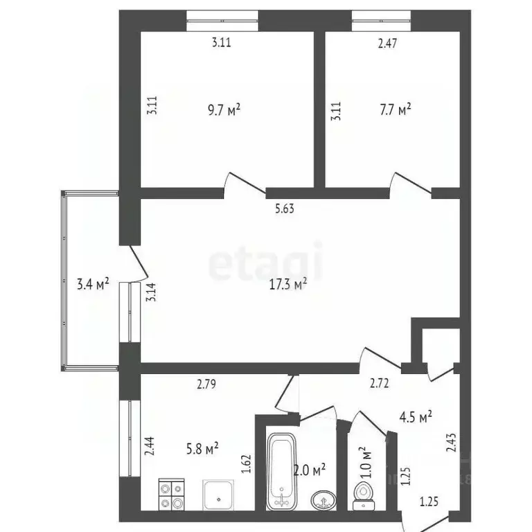 3-к кв. Ростовская область, Ростов-на-Дону ул. Содружества, 47 (58.6 ... - Фото 1