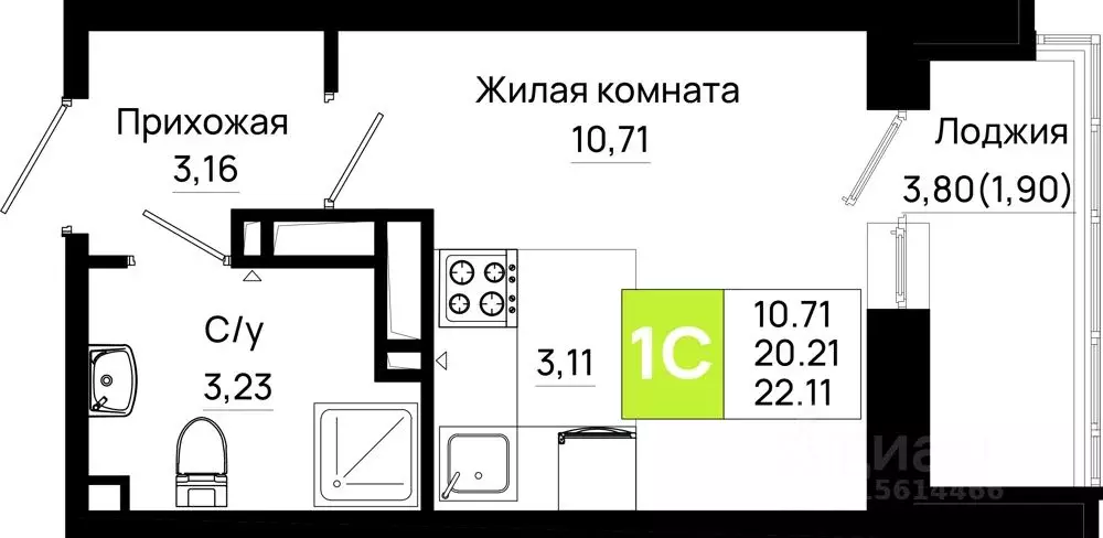Студия Ростовская область, Ростов-на-Дону Нефтекачка кв-л, Октябрь ... - Фото 0