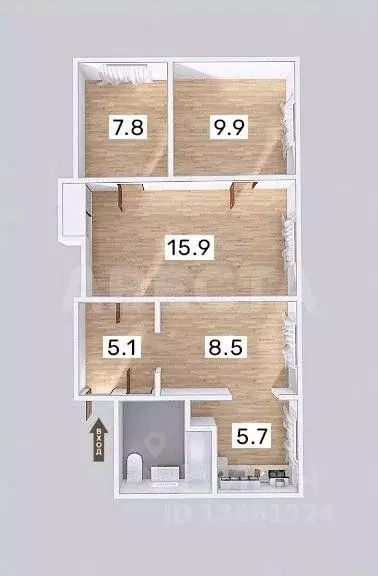4-к кв. Омская область, Омск Заозерный мкр, ул. Глинки, 2А (58.7 м) - Фото 2