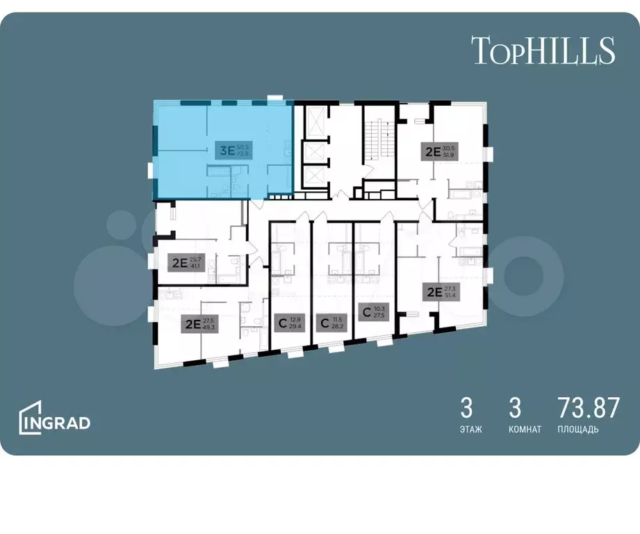 3-к. квартира, 73,9 м, 24/26 эт. - Фото 1