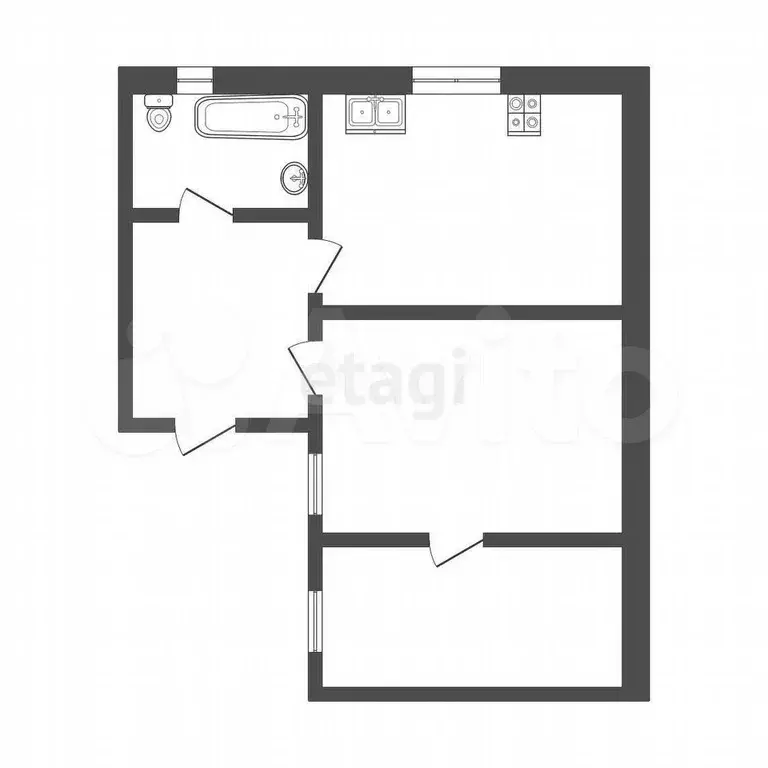 2-к. квартира, 47,1 м, 1/12 эт. - Фото 0