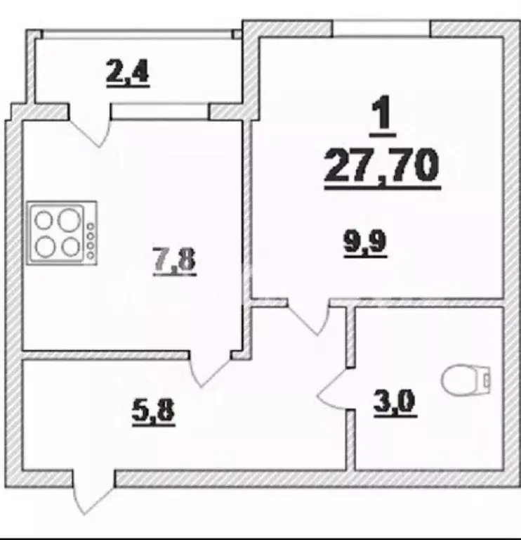 1-к кв. Калининградская область, Пионерский Октябрьская ул., 2к1 (26.6 ... - Фото 1